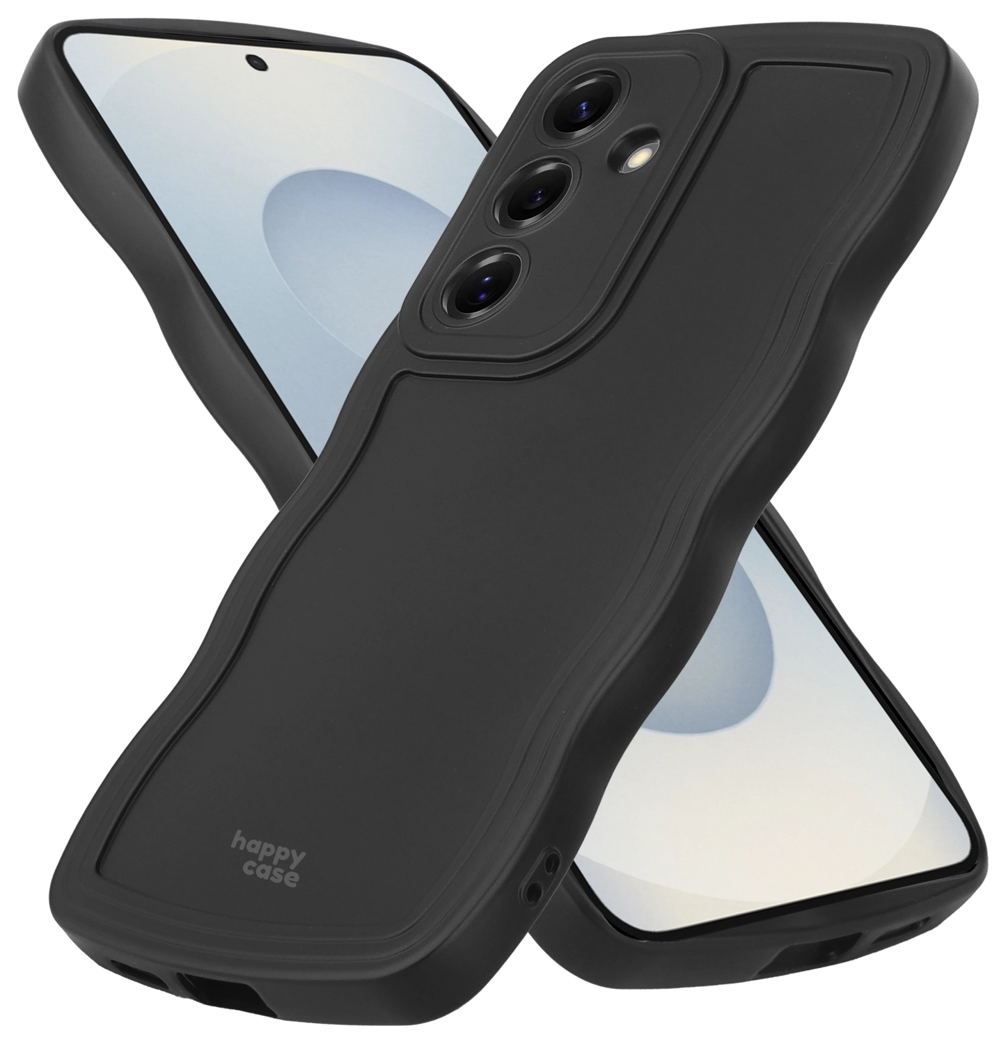 HappyCase Wavy Samsung Galaxy S25 Hoesje TPU Back Cover Zwart afbeelding 2