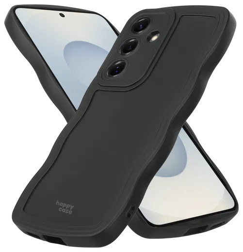 HappyCase Wavy Samsung Galaxy S25 Hoesje TPU Back Cover Zwart afbeelding 2