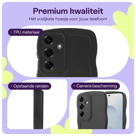 HappyCase Wavy Samsung Galaxy S25 Hoesje TPU Back Cover Zwart afbeelding 3