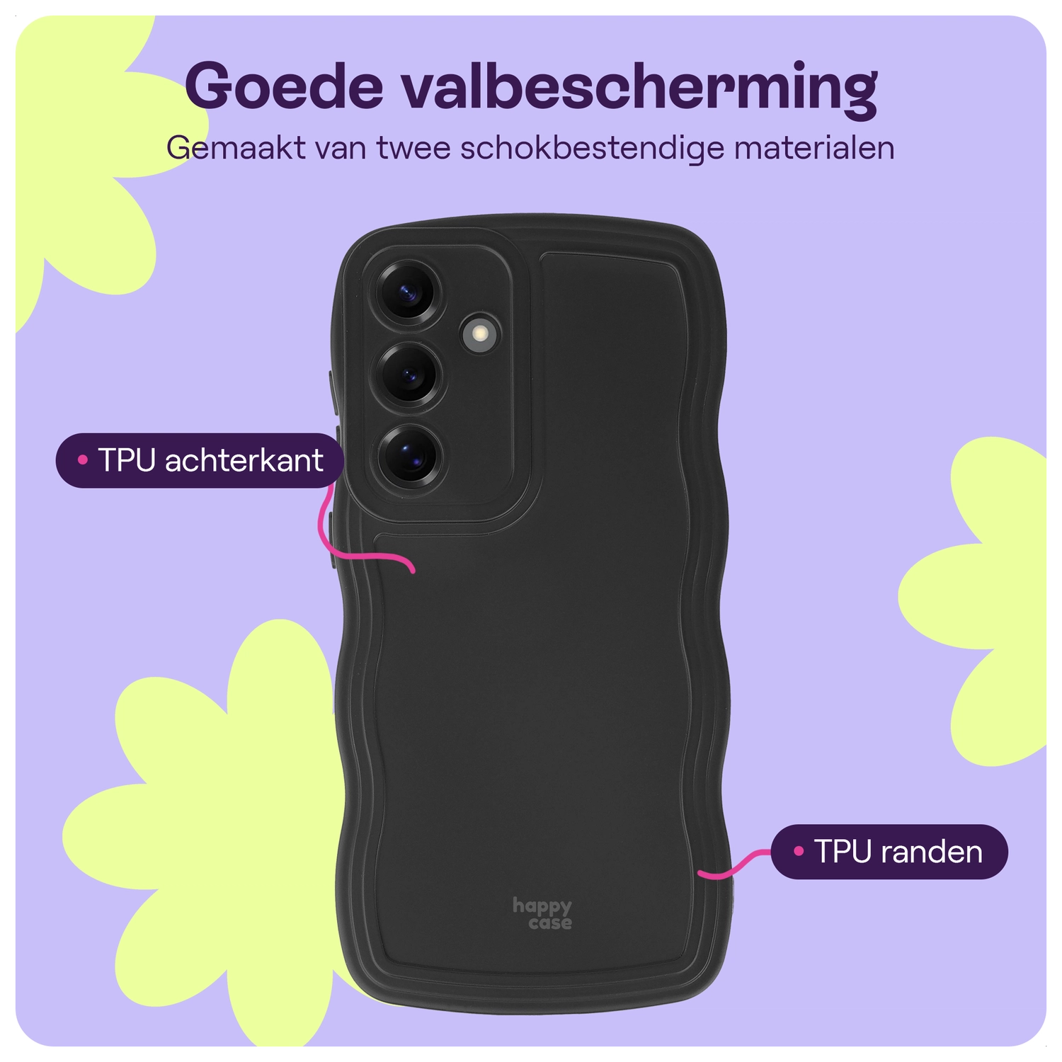 HappyCase Wavy Samsung Galaxy S25 Hoesje TPU Back Cover Zwart afbeelding 4