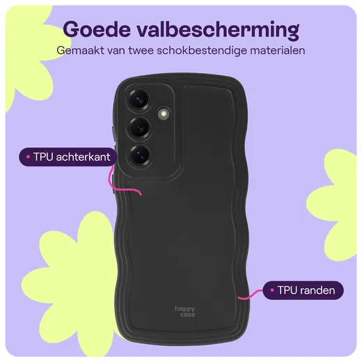 HappyCase Wavy Samsung Galaxy S25 Hoesje TPU Back Cover Zwart afbeelding 4
