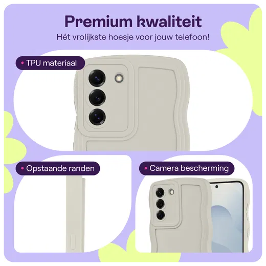 HappyCase Wavy Samsung Galaxy S25 Hoesje TPU Back Cover Beige afbeelding 2