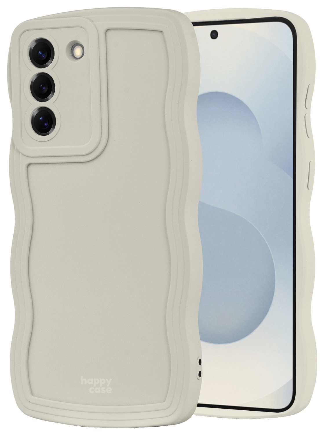 HappyCase Wavy Samsung Galaxy S25 Hoesje TPU Back Cover Beige afbeelding 1