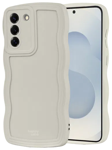 HappyCase Wavy Samsung Galaxy S25 Hoesje TPU Back Cover Beige afbeelding 1