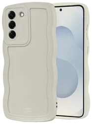HappyCase Wavy Samsung Galaxy S25 Hoesje TPU Back Cover Beige afbeelding