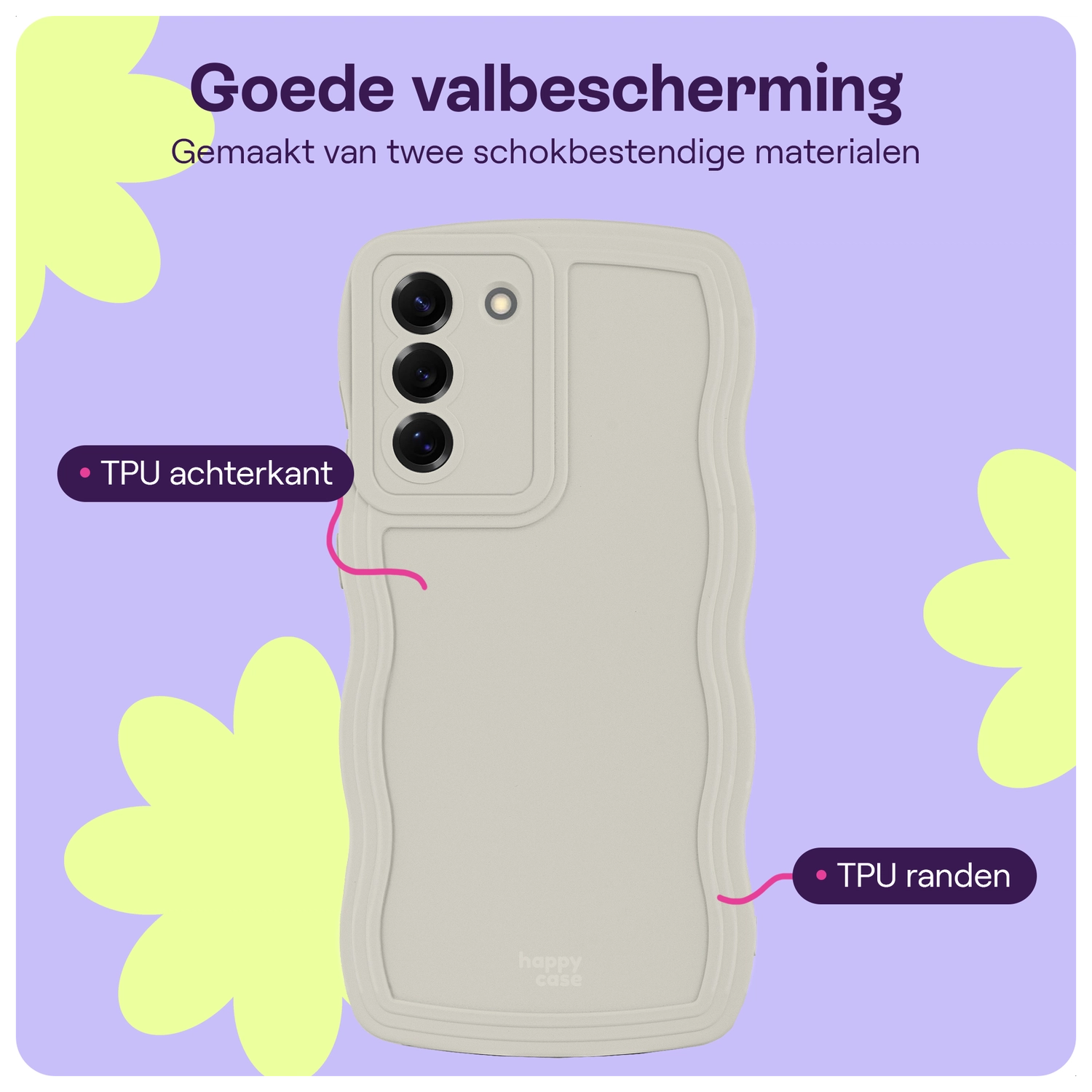 HappyCase Wavy Samsung Galaxy S25 Hoesje TPU Back Cover Beige afbeelding 3