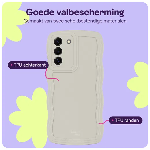 HappyCase Wavy Samsung Galaxy S25 Hoesje TPU Back Cover Beige afbeelding 3