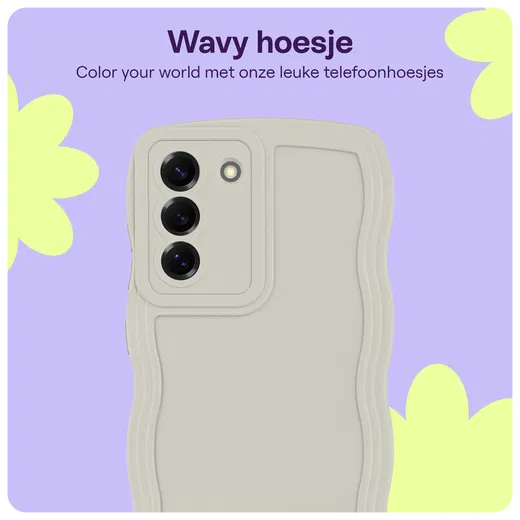 HappyCase Wavy Samsung Galaxy S25 Hoesje TPU Back Cover Beige afbeelding 4