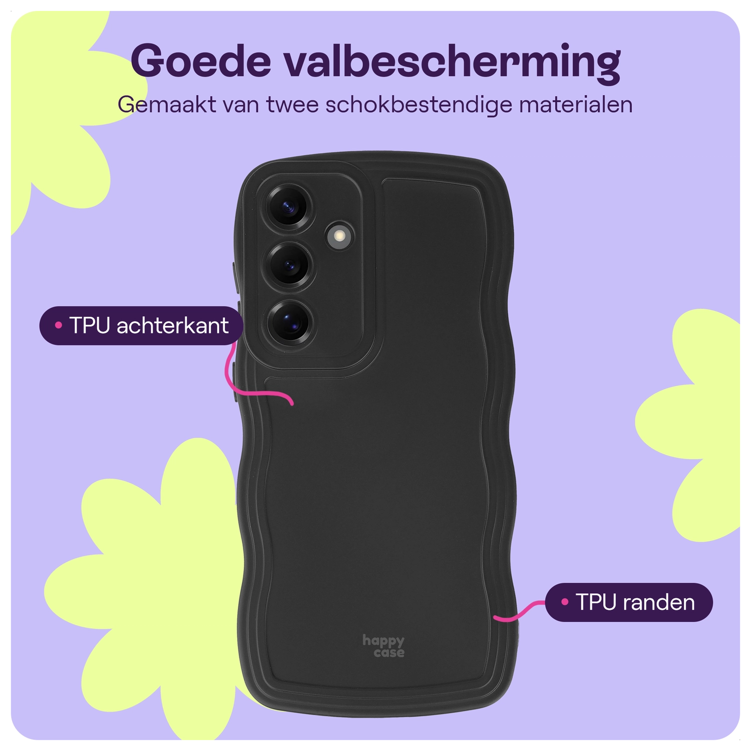 HappyCase Wavy Samsung Galaxy S25 Plus Hoesje TPU Back Cover Zwart afbeelding 2