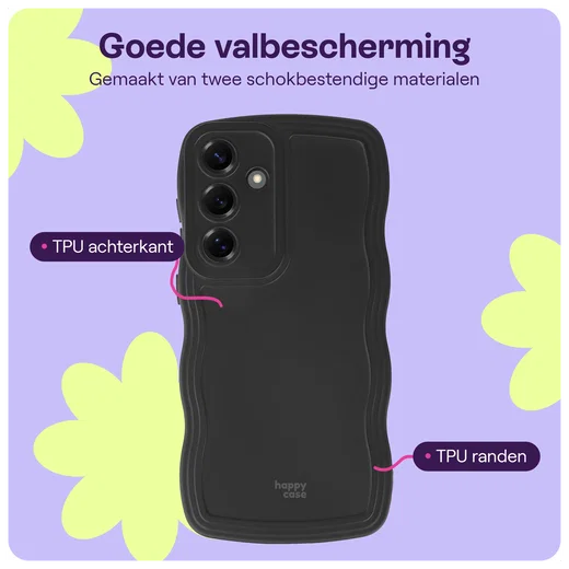 HappyCase Wavy Samsung Galaxy S25 Plus Hoesje TPU Back Cover Zwart afbeelding 2