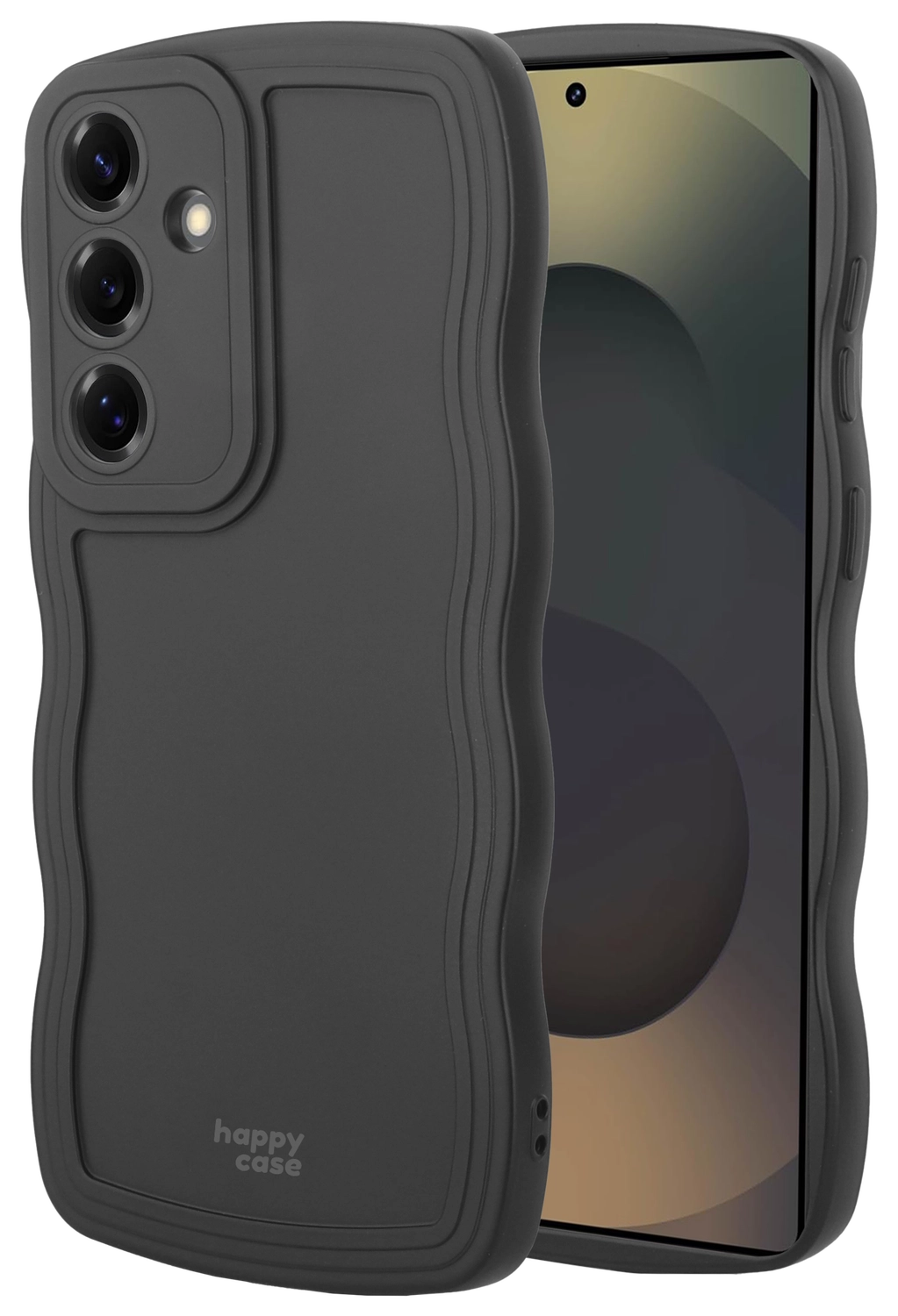 HappyCase Wavy Samsung Galaxy S25 Plus Hoesje TPU Back Cover Zwart afbeelding 1