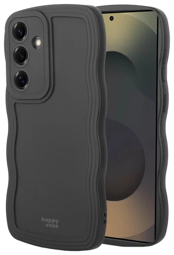 HappyCase Wavy Samsung Galaxy S25 Plus Hoesje TPU Back Cover Zwart afbeelding 1