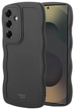HappyCase Wavy Samsung Galaxy S25 Plus Hoesje TPU Back Cover Zwart