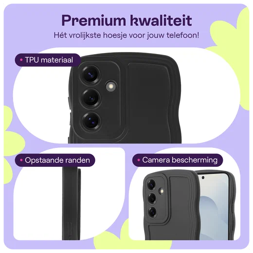 HappyCase Wavy Samsung Galaxy S25 Plus Hoesje TPU Back Cover Zwart afbeelding 3