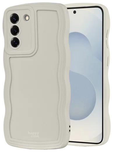 HappyCase Wavy Samsung Galaxy S25 Plus Hoesje TPU Back Cover Beige afbeelding 10