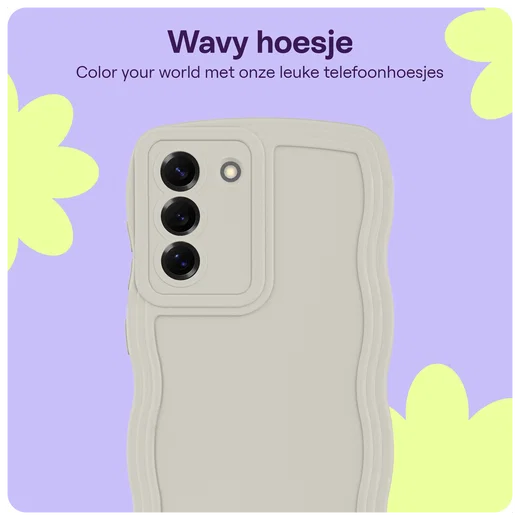 HappyCase Wavy Samsung Galaxy S25 Plus Hoesje TPU Back Cover Beige afbeelding 5