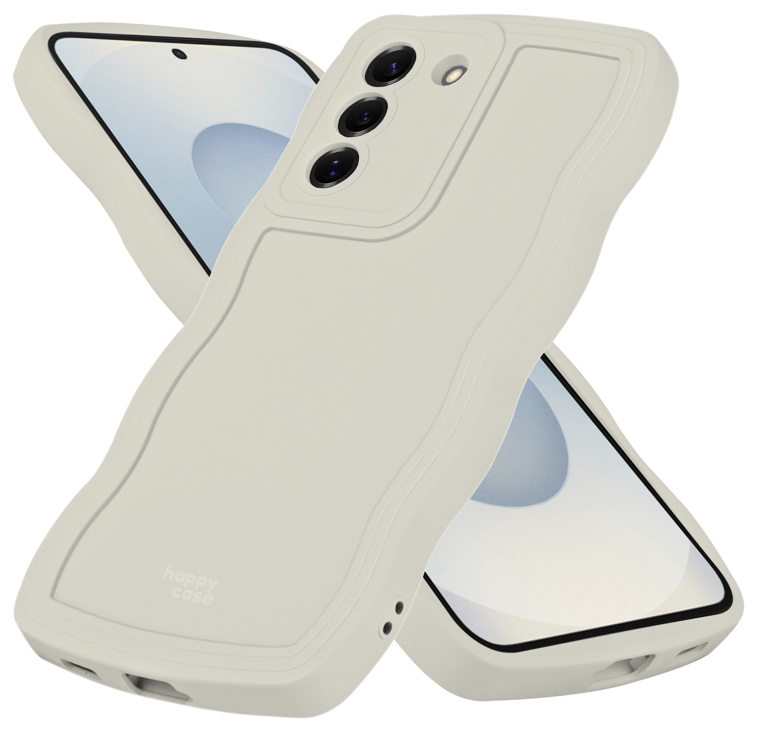 HappyCase Wavy Samsung Galaxy S25 Plus Hoesje TPU Back Cover Beige afbeelding 2