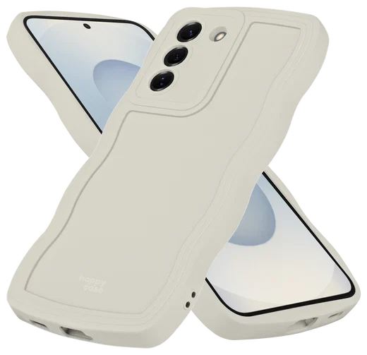 HappyCase Wavy Samsung Galaxy S25 Plus Hoesje TPU Back Cover Beige afbeelding 2