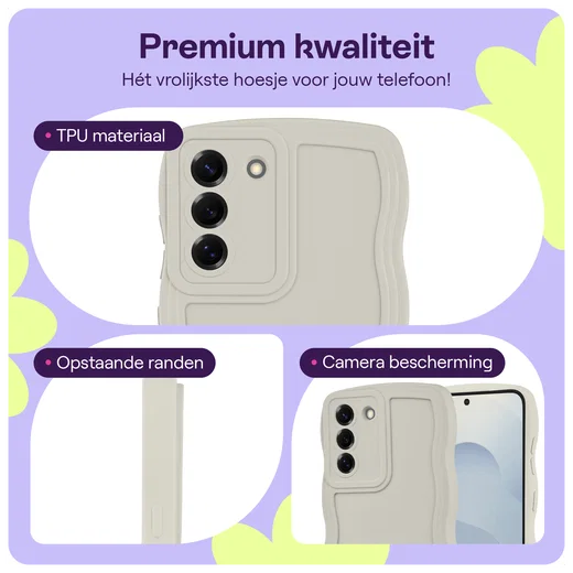 HappyCase Wavy Samsung Galaxy S25 Plus Hoesje TPU Back Cover Beige afbeelding 3