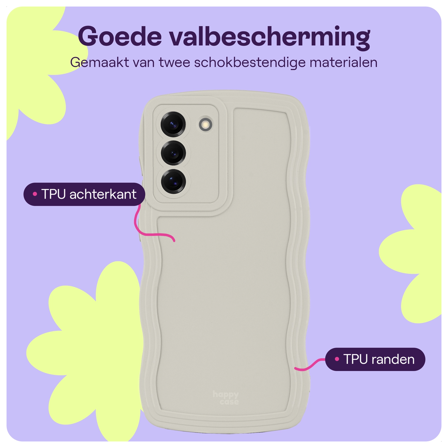 HappyCase Wavy Samsung Galaxy S25 Plus Hoesje TPU Back Cover Beige afbeelding 4