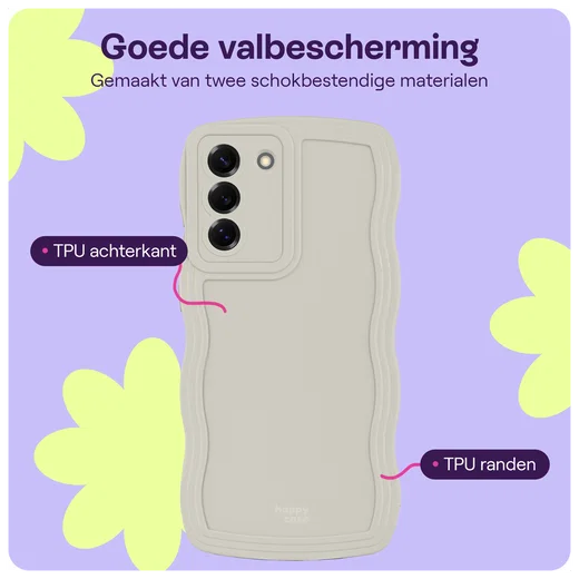 HappyCase Wavy Samsung Galaxy S25 Plus Hoesje TPU Back Cover Beige afbeelding 4