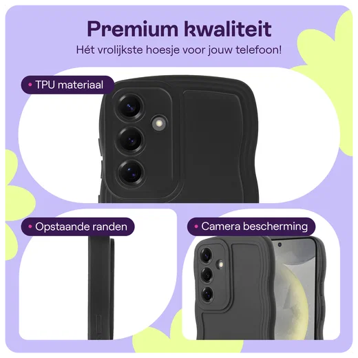 HappyCase Wavy Samsung Galaxy S24 Hoesje TPU Back Cover Zwart afbeelding 2