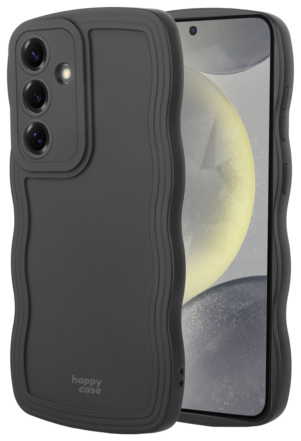 HappyCase Wavy Samsung Galaxy S24 Hoesje TPU Back Cover Zwart afbeelding 1