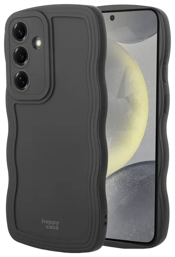 HappyCase Wavy Samsung Galaxy S24 Hoesje TPU Back Cover Zwart afbeelding 1