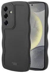 HappyCase Wavy Samsung Galaxy S24 Hoesje TPU Back Cover Zwart afbeelding