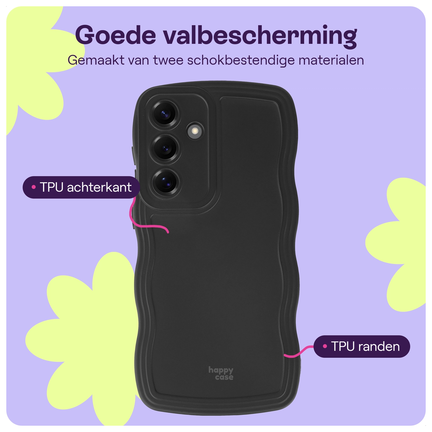 HappyCase Wavy Samsung Galaxy S24 Hoesje TPU Back Cover Zwart afbeelding 3
