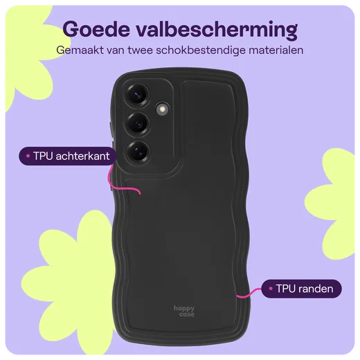 HappyCase Wavy Samsung Galaxy S24 Hoesje TPU Back Cover Zwart afbeelding 3