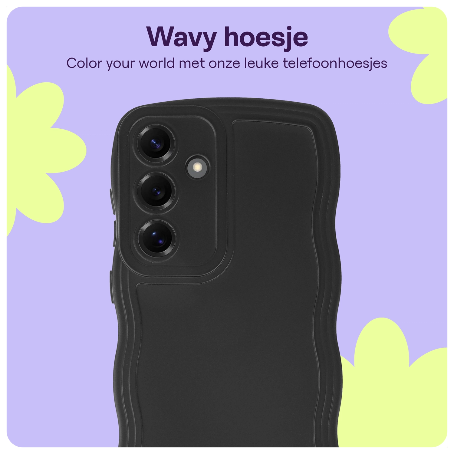 HappyCase Wavy Samsung Galaxy S24 Hoesje TPU Back Cover Zwart afbeelding 4