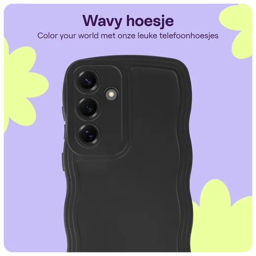 HappyCase Wavy Samsung Galaxy S24 Hoesje TPU Back Cover Zwart afbeelding 4