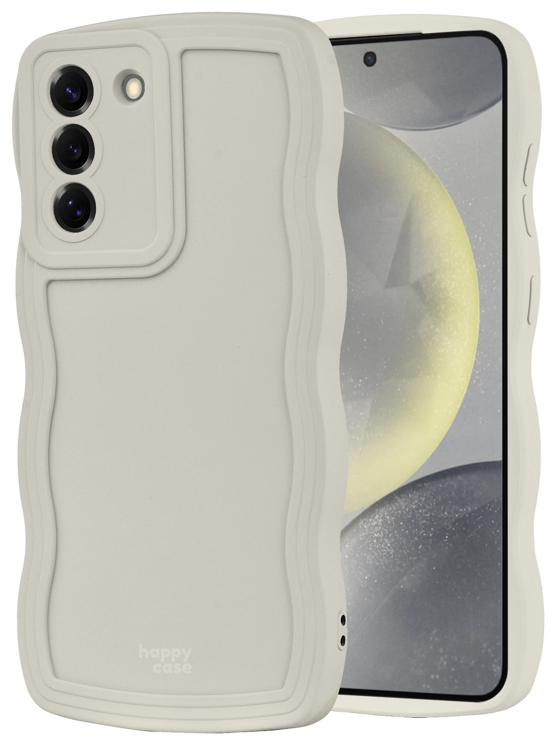 HappyCase Wavy Samsung Galaxy S24 Plus Hoesje TPU Back Cover Beige afbeelding 1