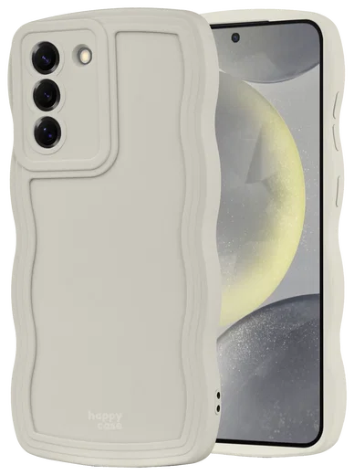 HappyCase Wavy Samsung Galaxy S24 Plus Hoesje TPU Back Cover Beige afbeelding 1