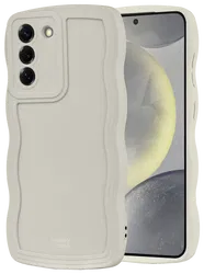 HappyCase Wavy Samsung Galaxy S24 Plus Hoesje TPU Back Cover Beige afbeelding