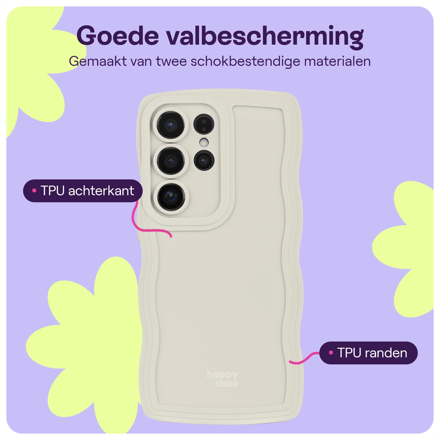 HappyCase Wavy Samsung Galaxy S24 Plus Hoesje TPU Back Cover Beige afbeelding 3