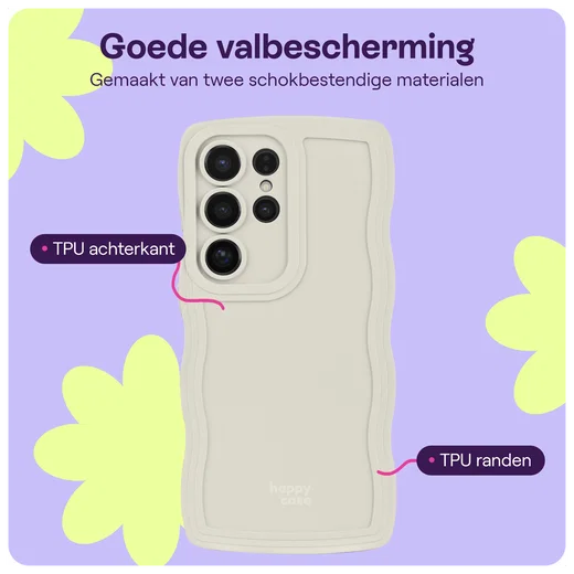 HappyCase Wavy Samsung Galaxy S24 Plus Hoesje TPU Back Cover Beige afbeelding 3