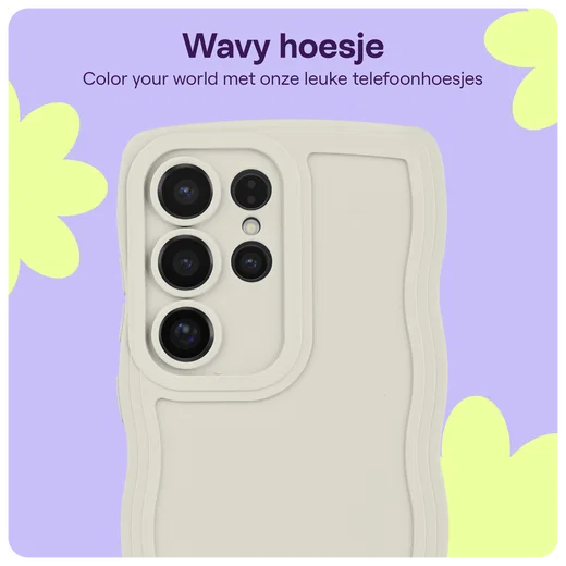 HappyCase Wavy Samsung Galaxy S24 Plus Hoesje TPU Back Cover Beige afbeelding 4
