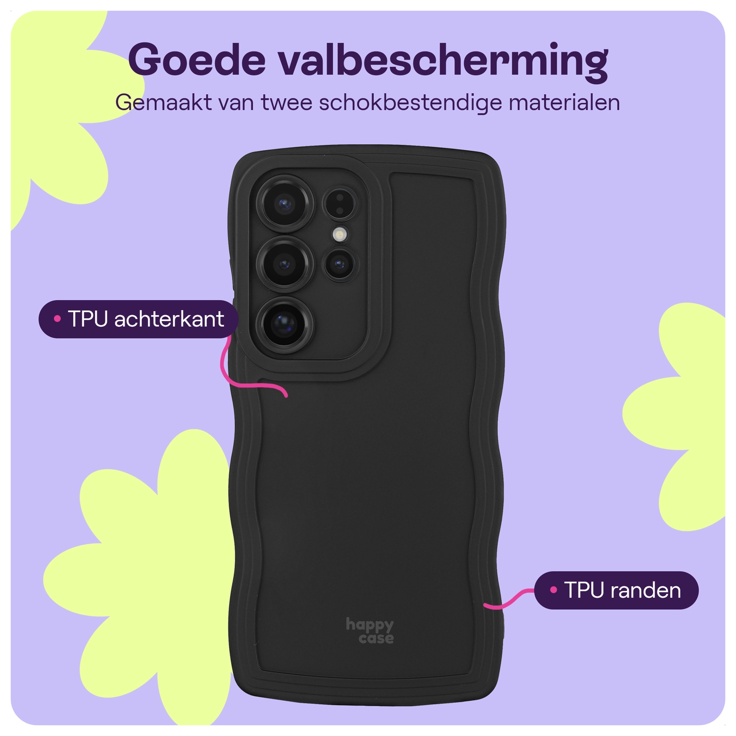 HappyCase Wavy Samsung Galaxy S24 Ultra Hoesje TPU Back Cover Zwart afbeelding 4