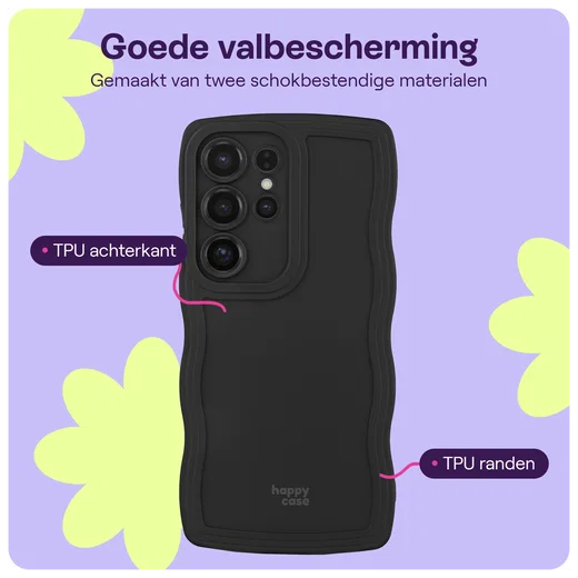 HappyCase Wavy Samsung Galaxy S24 Ultra Hoesje TPU Back Cover Zwart afbeelding 4