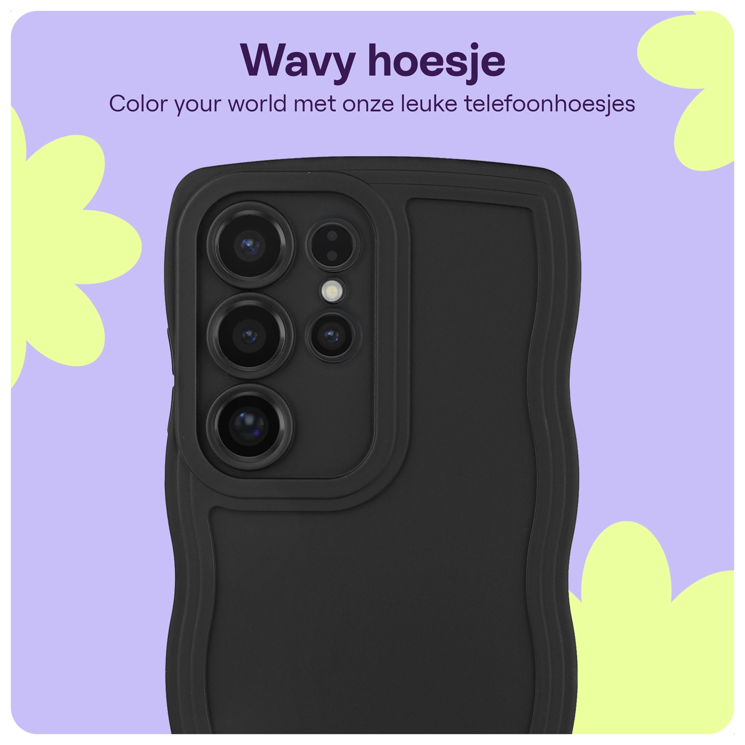 HappyCase Wavy Samsung Galaxy S24 Ultra Hoesje TPU Back Cover Zwart afbeelding 5