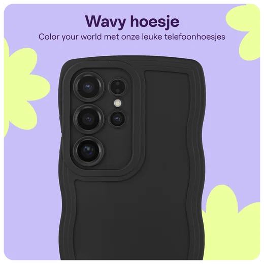 HappyCase Wavy Samsung Galaxy S24 Ultra Hoesje TPU Back Cover Zwart afbeelding 5