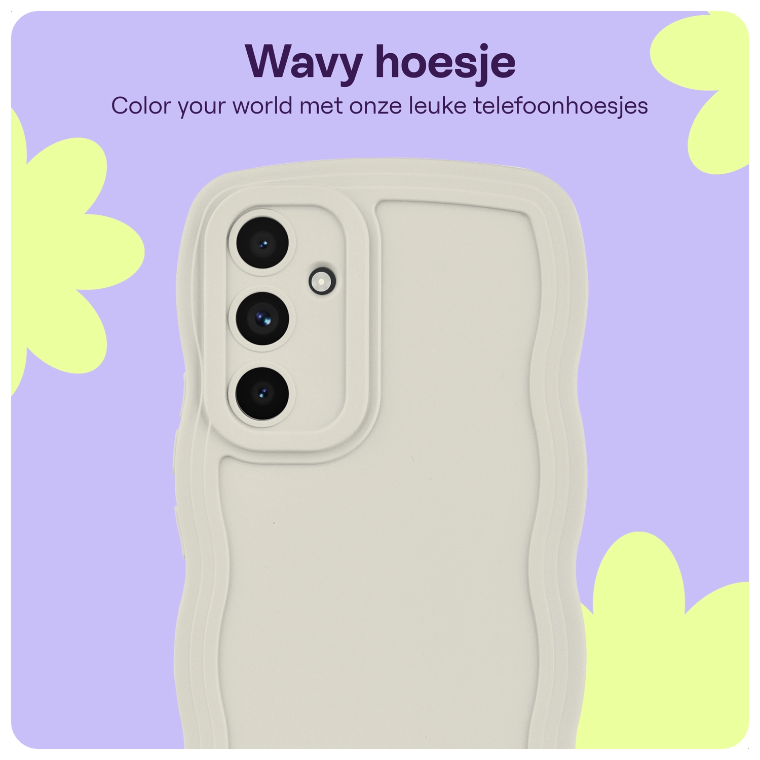 HappyCase Wavy Samsung Galaxy S24 FE Hoesje TPU Back Cover Beige afbeelding 2