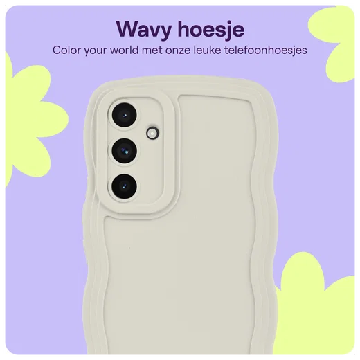 HappyCase Wavy Samsung Galaxy S24 FE Hoesje TPU Back Cover Beige afbeelding 2