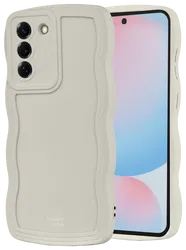 HappyCase Wavy Samsung Galaxy S24 FE Hoesje TPU Back Cover Beige afbeelding
