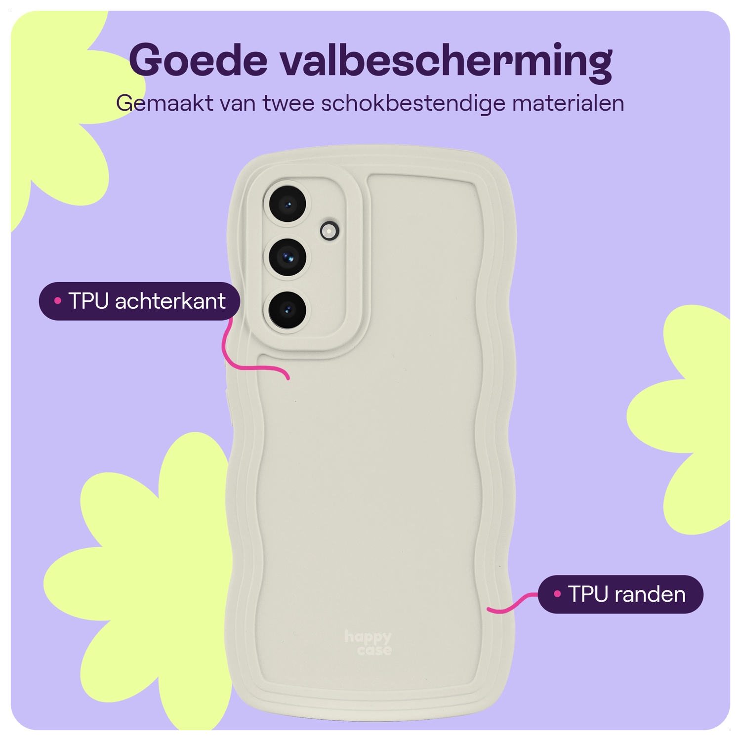 HappyCase Wavy Samsung Galaxy S24 FE Hoesje TPU Back Cover Beige afbeelding 3