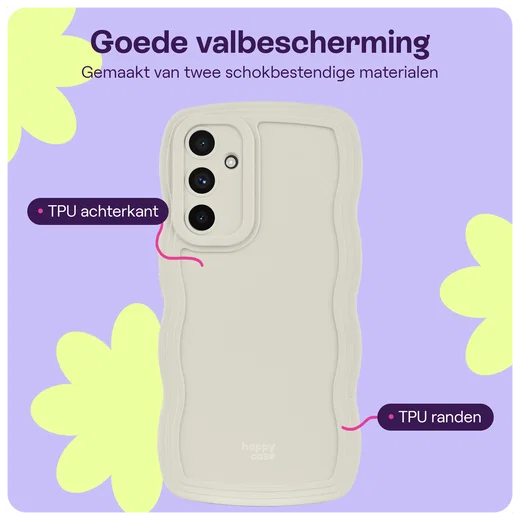 HappyCase Wavy Samsung Galaxy S24 FE Hoesje TPU Back Cover Beige afbeelding 3