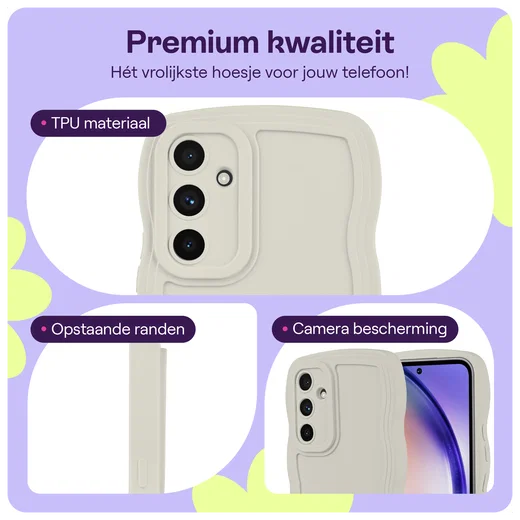 HappyCase Wavy Samsung Galaxy S24 FE Hoesje TPU Back Cover Beige afbeelding 4