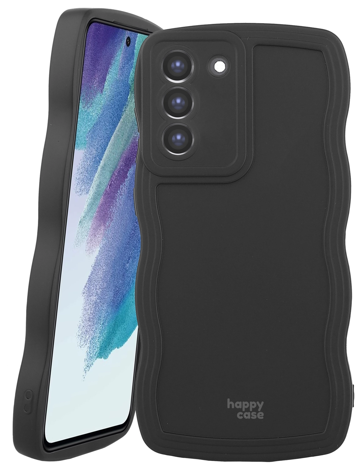 HappyCase Wavy Samsung Galaxy S21 FE Hoesje TPU Back Cover Zwart afbeelding 1